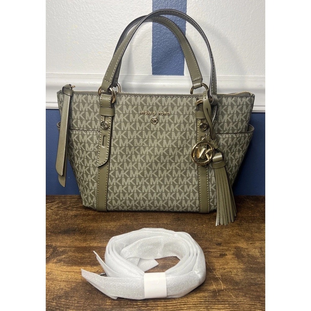 Michael Kors Sullivan Small Convertible Top Zip Tote Olive Handbag